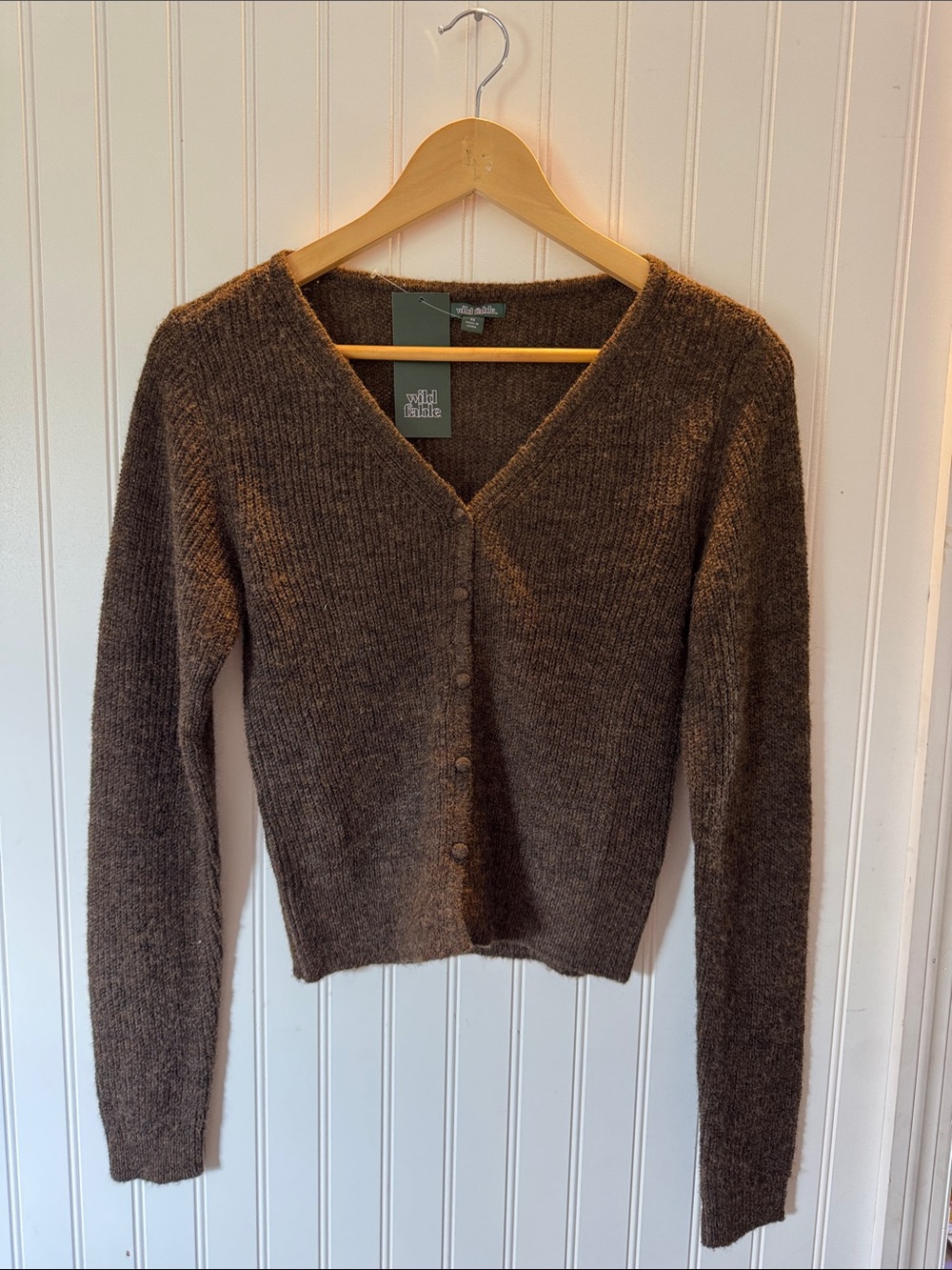 wild fable Brown V-Neck Button Cardigan